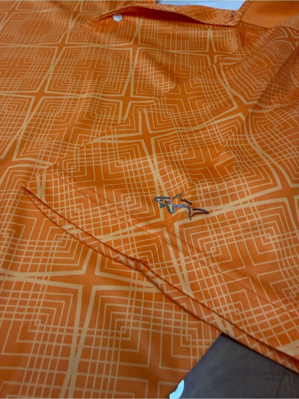 Greg Norman Play Dry Polo Large Orange Geometric Golf Shirt Mens - Picture 5 of 8